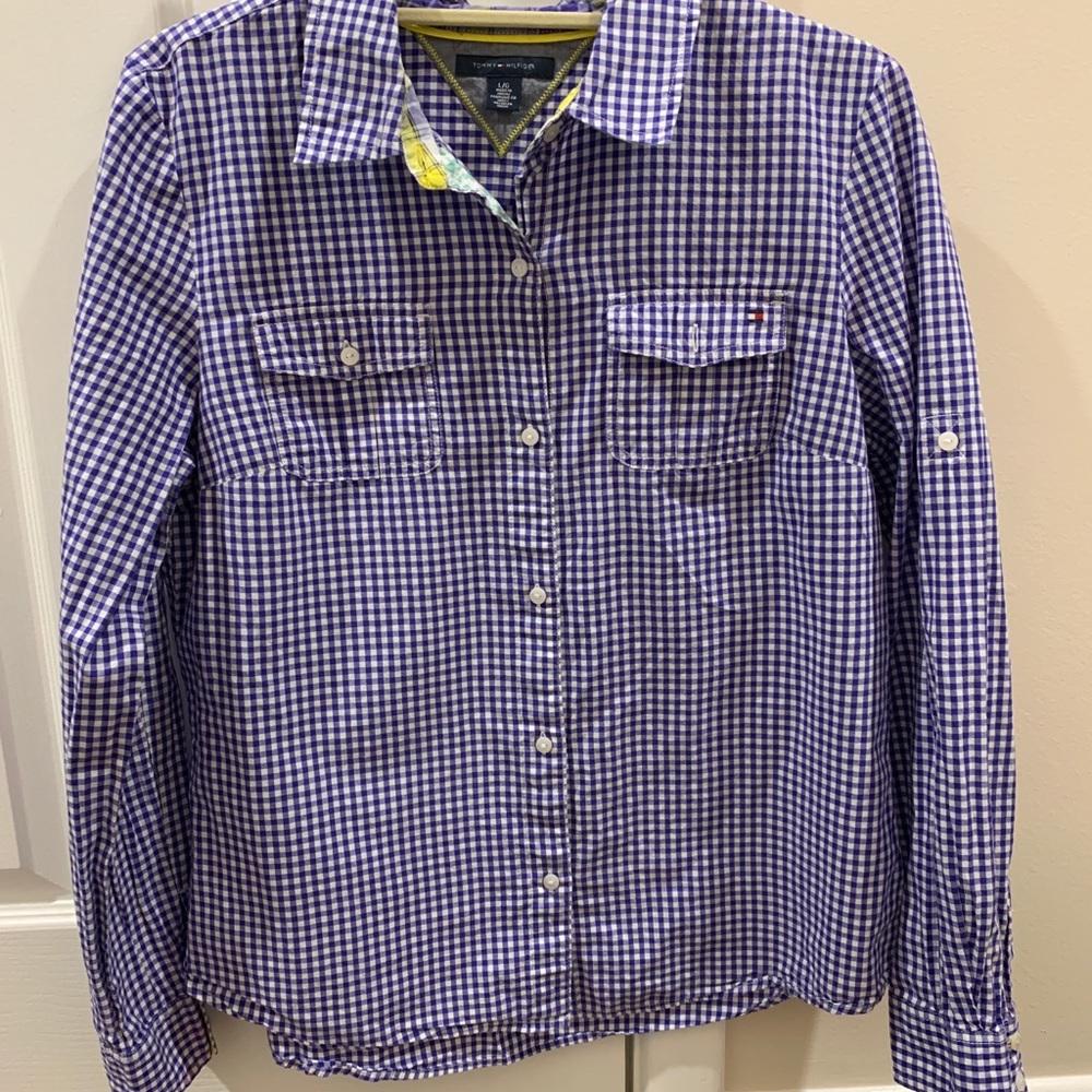 Tommy Hilfiger Blue/white button down top